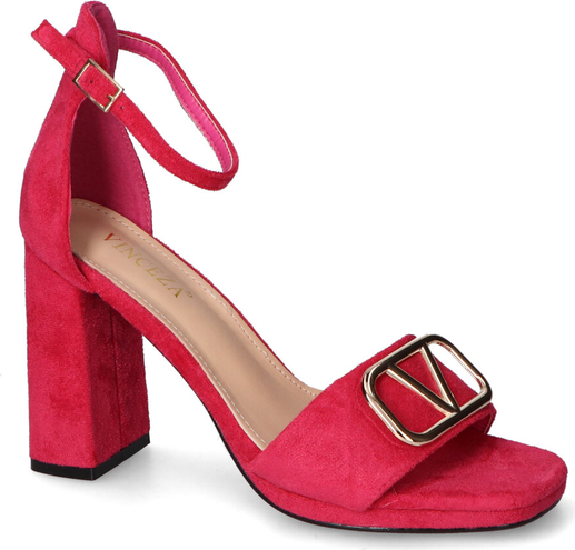 Czerwone sandały Vinceza z klamrami z zamszu