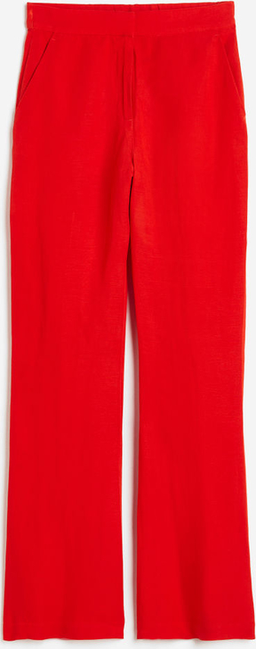 Czerwone spodnie H & M z tkaniny w stylu retro