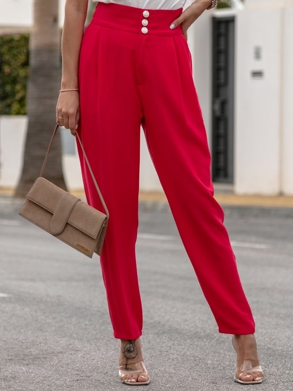 Czerwone spodnie Lisa Mayo w stylu casual