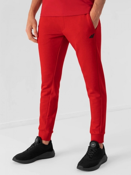 Czerwone spodnie sportowe 4F w sportowym stylu z bawełny