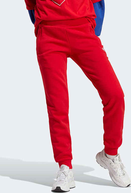 Czerwone spodnie sportowe Adidas z bawełny