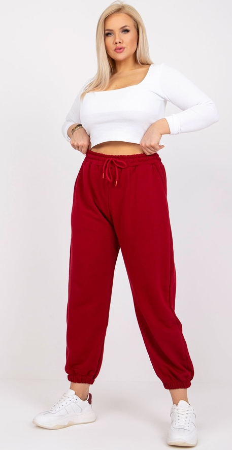 Czerwone spodnie sportowe Basic Feel Good w stylu casual z bawełny