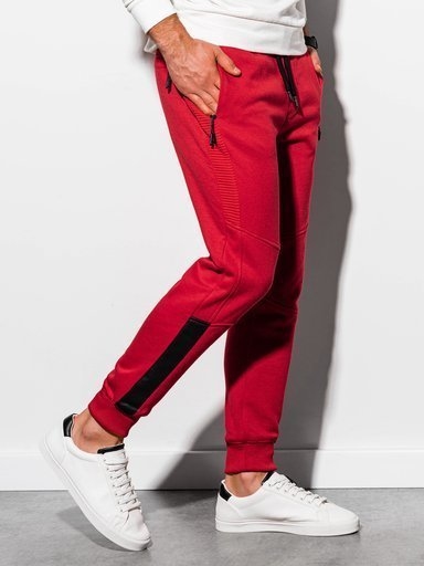 Czerwone spodnie sportowe Ombre z dresówki