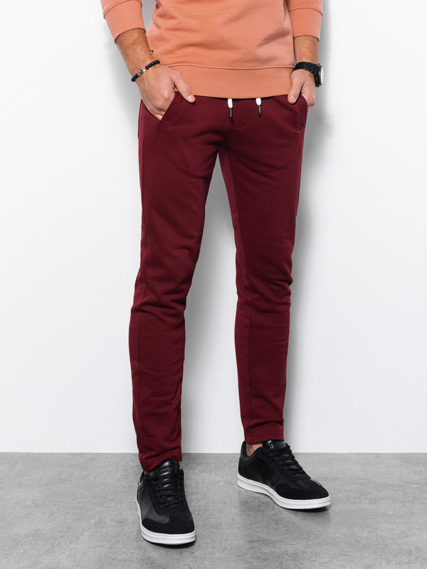 Czerwone spodnie sportowe Ombre z dresówki w stylu casual