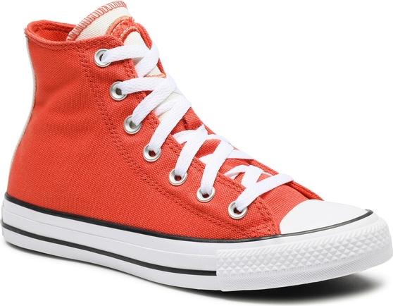 Czerwone trampki Converse z płaską podeszwą sznurowane w młodzieżowym stylu