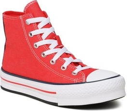 Czerwone trampki Converse z płaską podeszwą w młodzieżowym stylu