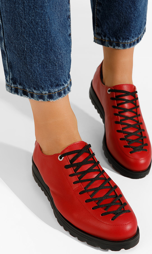 Czerwone trampki Zapatos z płaską podeszwą