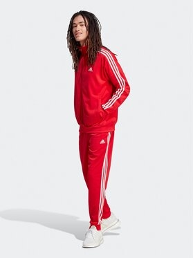 Czerwony dres Adidas w sportowym stylu z dresówki