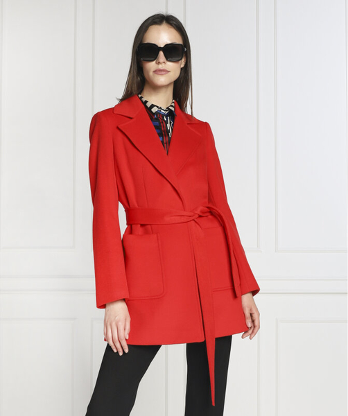 Czerwony płaszcz Max & Co. w stylu casual bez kaptura z wełny