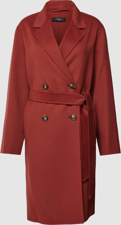 Czerwony płaszcz MaxMara z wełny w stylu casual bez kaptura