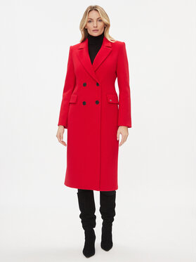 Czerwony płaszcz PLEASE przejściowa długi w stylu casual