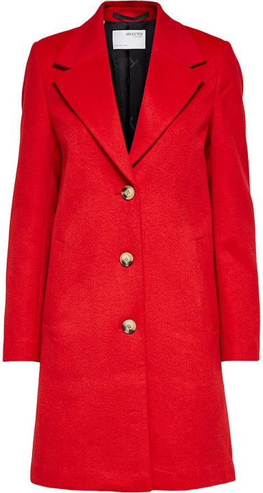 Czerwony płaszcz Selected Femme krótki w stylu casual przejściowa