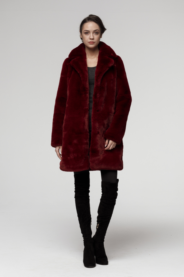 Czerwony płaszcz Smoke Furs w stylu casual z dzianiny