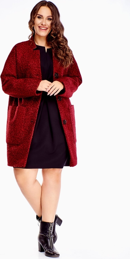 Czerwony płaszcz TAGLESS w stylu casual z wełny