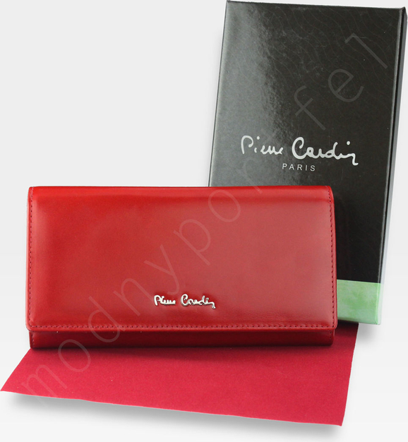 Czerwony portfel Pierre Cardin ze skóry