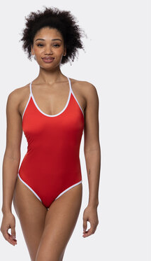 Czerwony strój kąpielowy Dorina w sportowym stylu