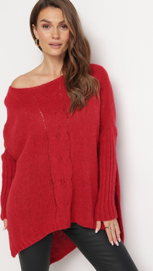 Czerwony sweter born2be w stylu casual z wełny