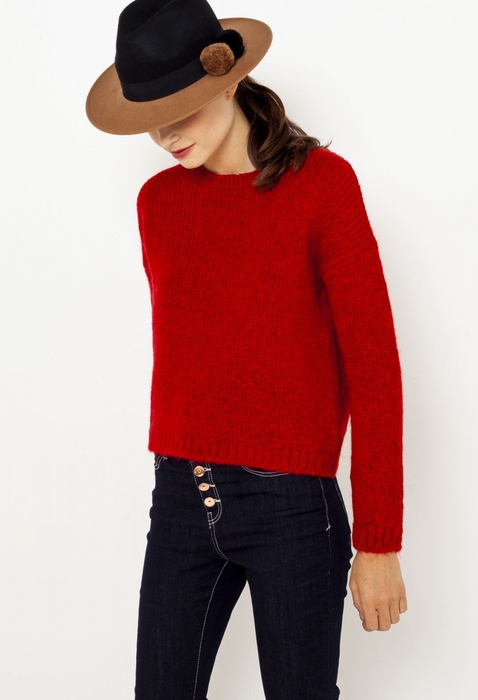 Czerwony sweter Camaieu w stylu casual