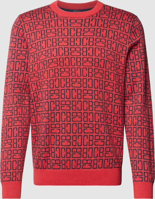 Czerwony sweter Christian Berg z okrągłym dekoltem