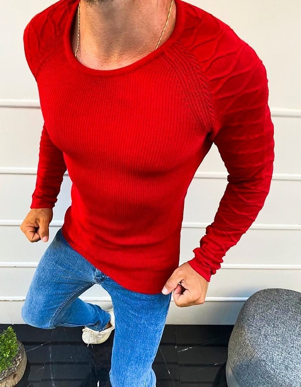 Czerwony sweter Dstreet w stylu casual