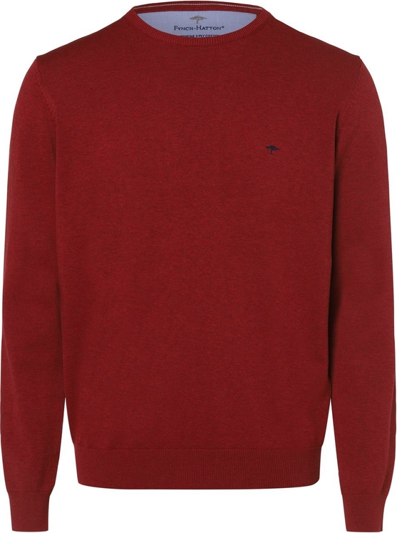 Czerwony sweter Fynch Hatton z okrągłym dekoltem w stylu casual