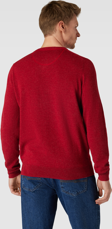 Czerwony sweter Fynch Hatton z okrągłym dekoltem w stylu casual z bawełny