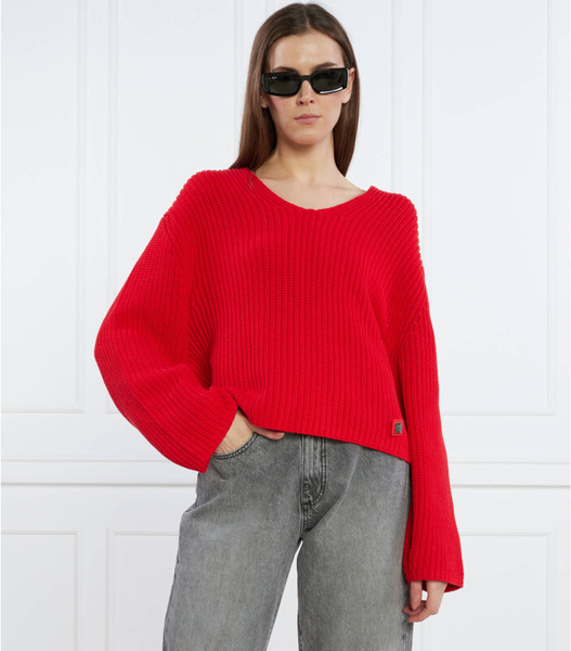 Czerwony sweter Hugo Boss z bawełny