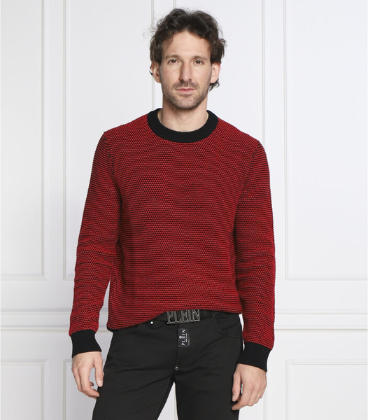 Czerwony sweter Hugo Boss z okrągłym dekoltem w stylu casual
