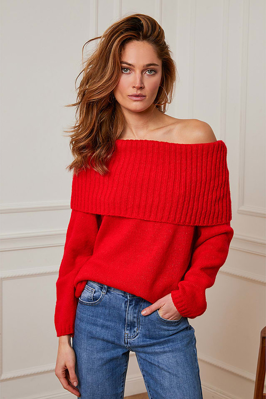 Czerwony sweter Joséfine z wełny