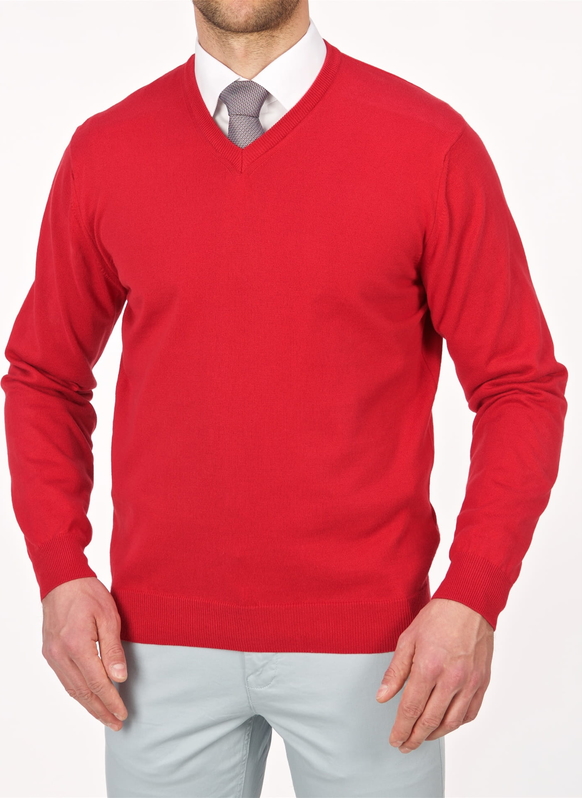 Czerwony sweter Lanieri w stylu casual z bawełny