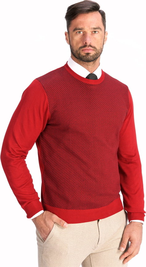 Czerwony sweter Lanieri z żakardu