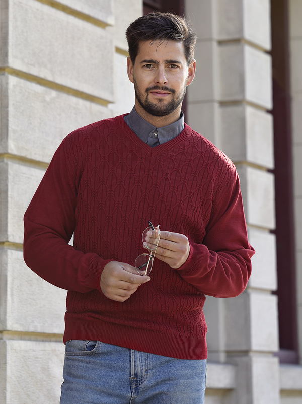 Czerwony sweter M. Lasota z bawełny w stylu casual