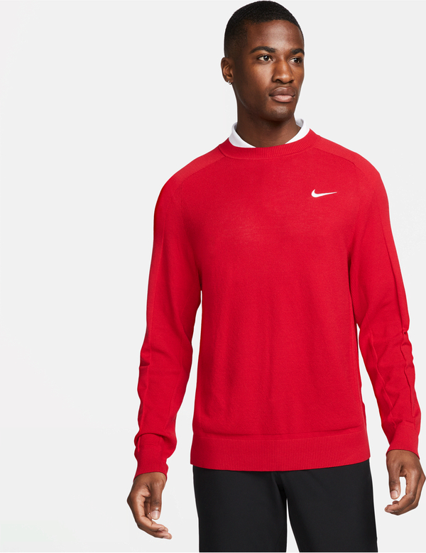 Czerwony sweter Nike z okrągłym dekoltem w stylu casual z dzianiny