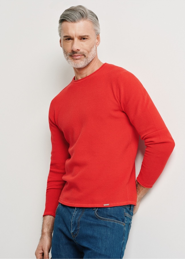 Czerwony sweter Ochnik w stylu casual z bawełny