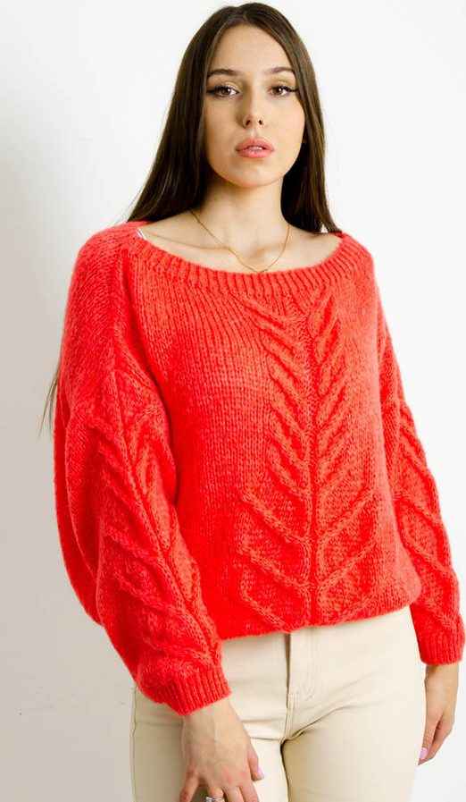 Czerwony sweter Olika w stylu casual