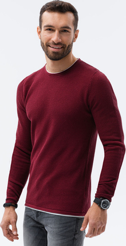Czerwony sweter Ombre w stylu casual z okrągłym dekoltem