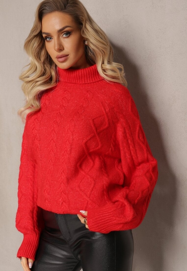 Czerwony sweter Renee z tkaniny