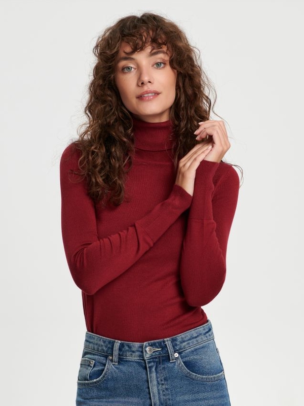 Czerwony sweter Sinsay w stylu casual