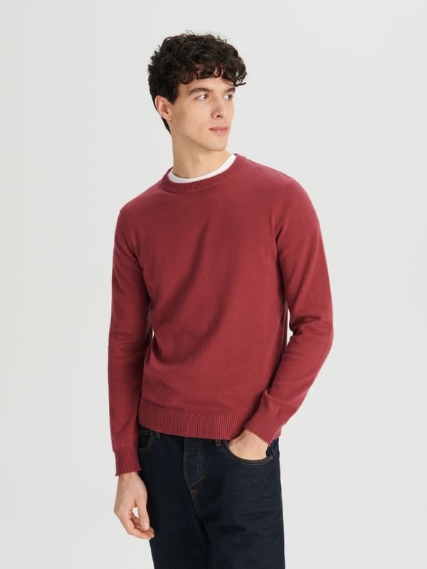 Czerwony sweter Sinsay z bawełny