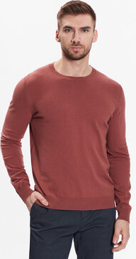 Czerwony sweter Sisley w stylu casual z okrągłym dekoltem
