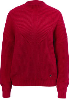 Czerwony sweter Tchibo z dzianiny