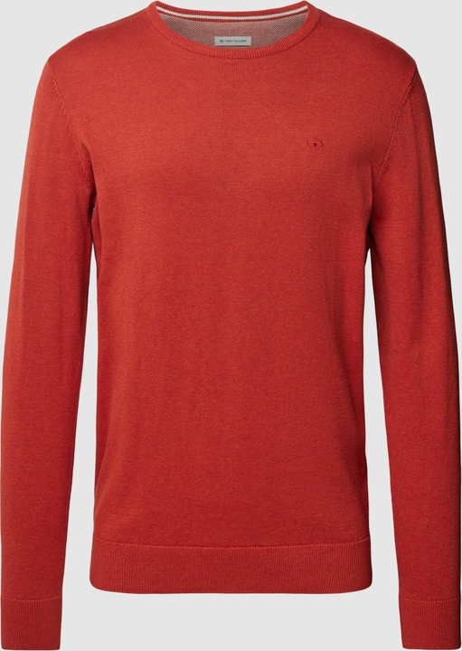Czerwony sweter Tom Tailor z bawełny z okrągłym dekoltem
