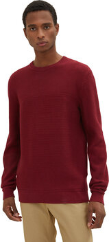 Czerwony sweter Tom Tailor z okrągłym dekoltem