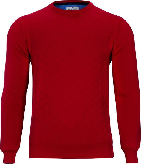 Czerwony sweter WARESHOP z okrągłym dekoltem w stylu casual z bawełny