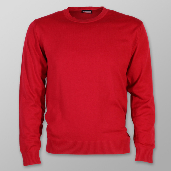 Czerwony sweter Willsoor w stylu casual z okrągłym dekoltem z dzianiny