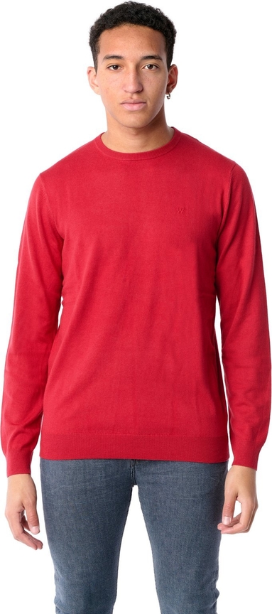 Czerwony sweter Wrangler z okrągłym dekoltem