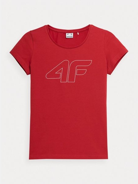 Czerwony t-shirt 4F z bawełny w sportowym stylu