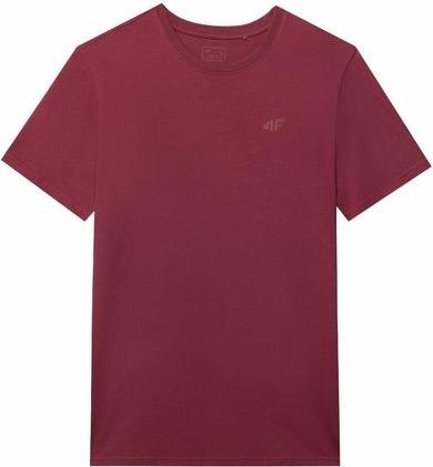 Czerwony t-shirt 4F z bawełny z krótkim rękawem w sportowym stylu