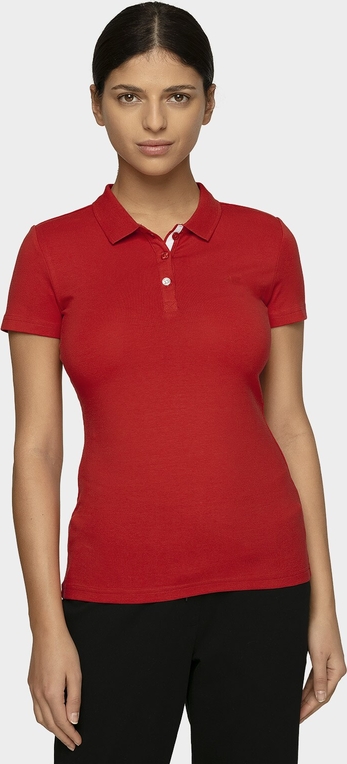 Czerwony t-shirt 4F z bawełny z krótkim rękawem w stylu casual