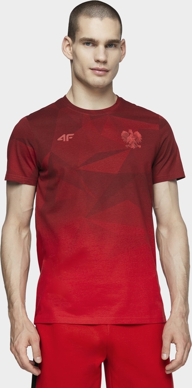 Czerwony t-shirt 4F z krótkim rękawem z dżerseju w sportowym stylu
